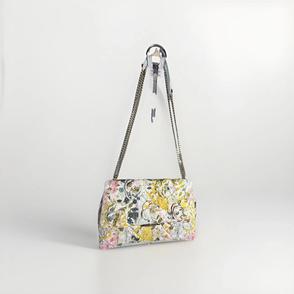 NWT TED‎ BAKER Ginn Marie Gold chain Flap CrossBody Bag Floral Applique Quilted